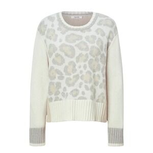Splendid Mally ColorBlock Toasted leopard Print Sweater Cream Gray‎ Tan Size XS